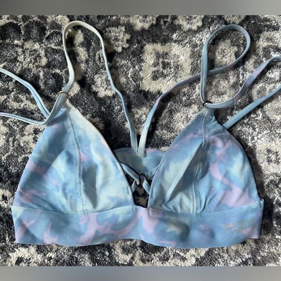 PINK VS Bonded (XS) Blue//Pink Tie Dye Strappy Bralette Triangle Bra - Picture 1 of 6